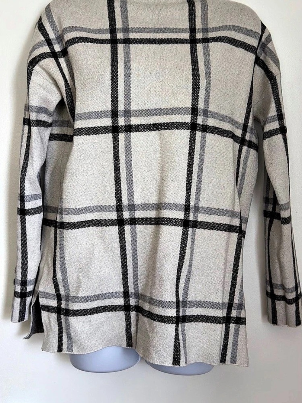 Max Studio Plaid Mock Neck Sweater Gray & Black